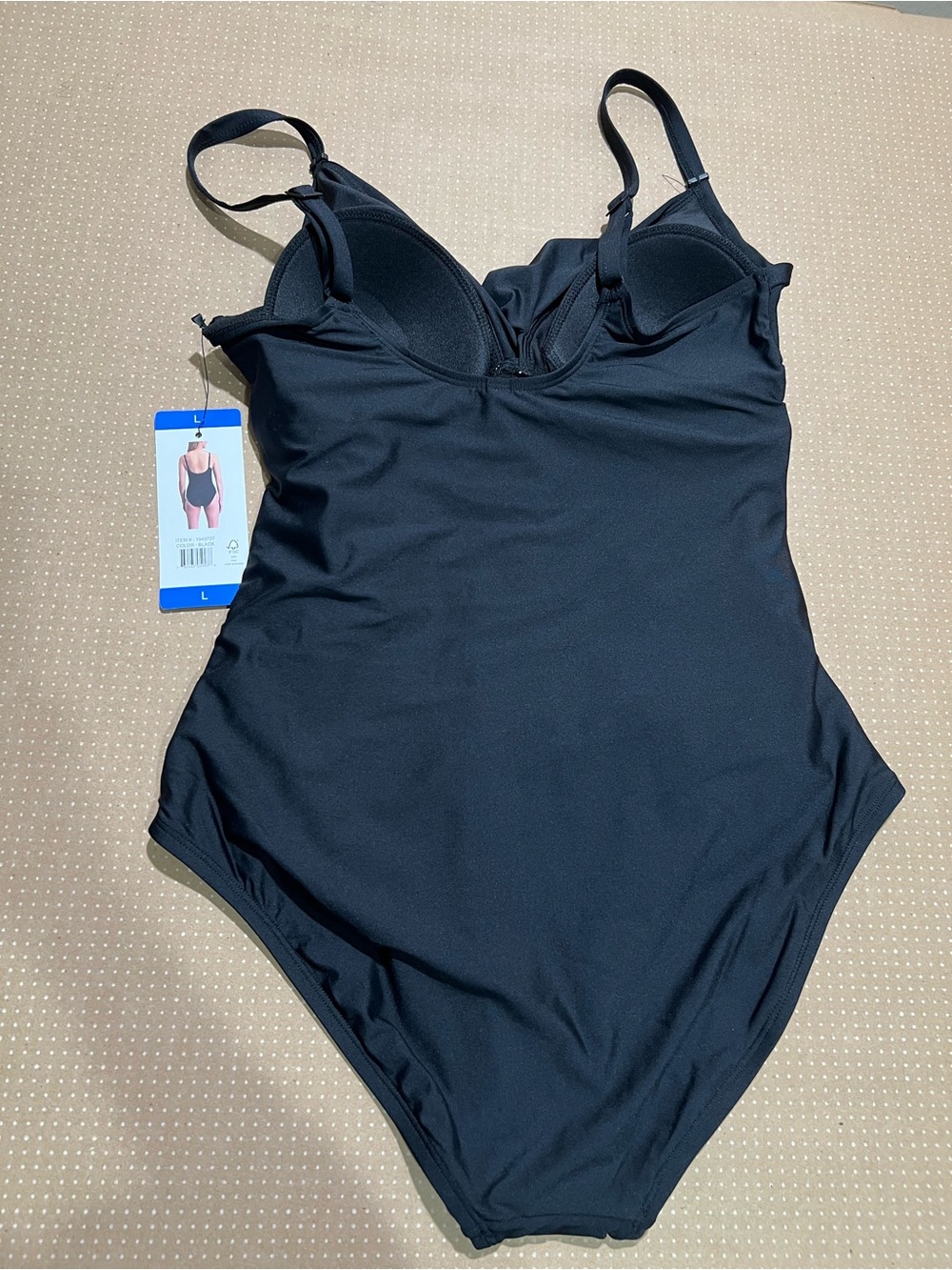 NWT DKNY Black Women’s One-Piece Swimsuit size L - Picture 3 of 12